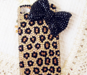 Leopard Bowknot Hard Case For iPhone4/4s